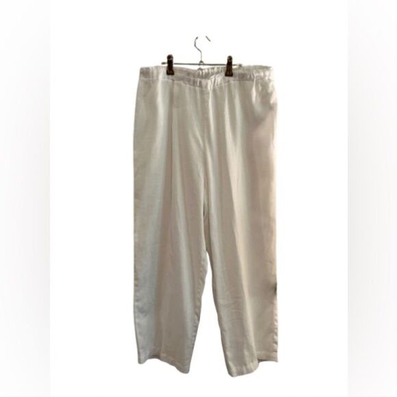 Eileen Fisher Linen Wide Leg Pants with Elastic Waistband - Picture 1 of 5